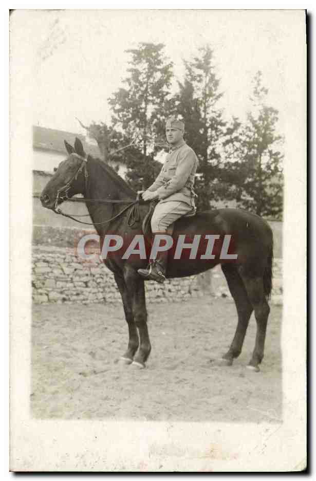 CARTE PHOTO Cheval Equitation Hippisme Militaria 