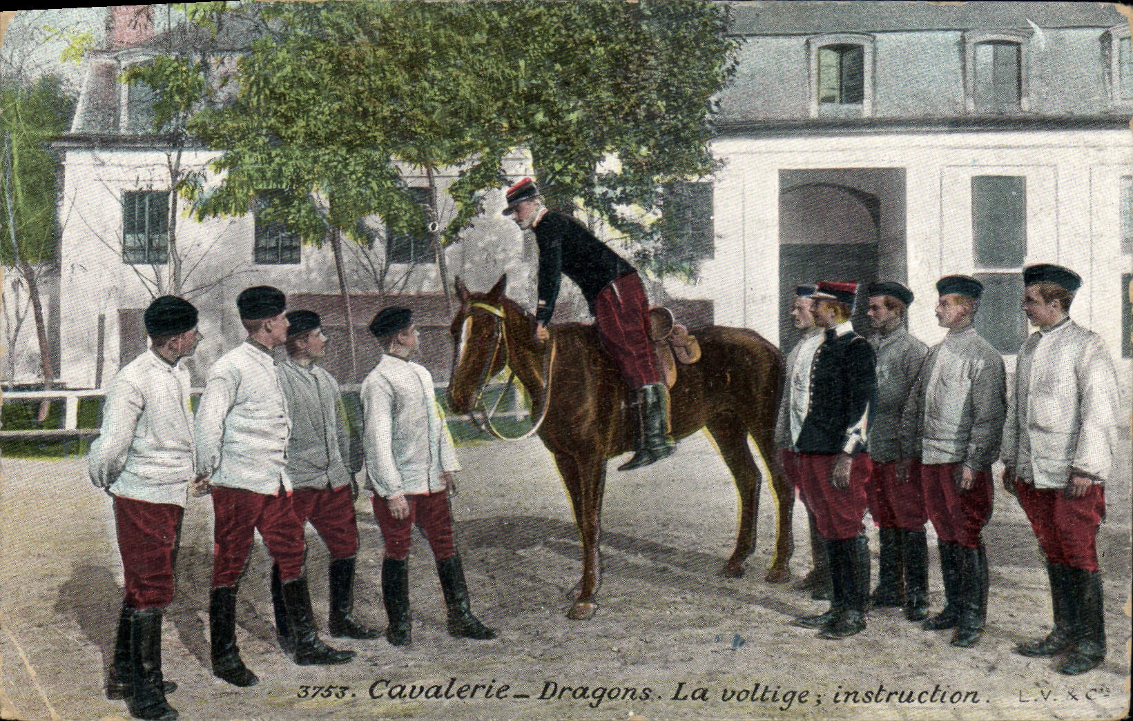 Cavalerie - Dragons. La voltige : instruction. — L.V. & Cie, n° 3753