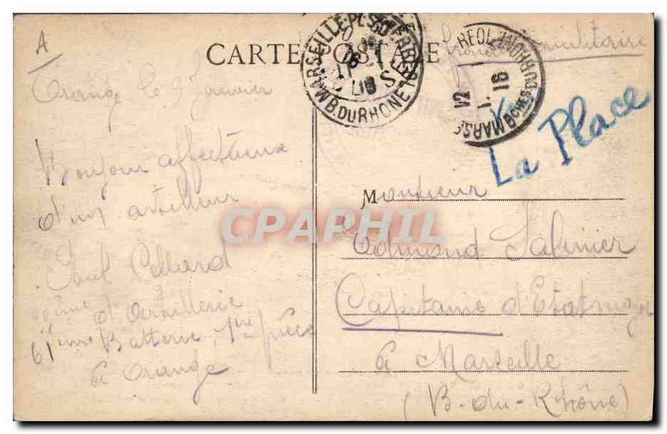 CPA Cheval Equitation Hippisme Orange Les nouvelles ecuries du 55eme d'artillerie Militaria  — Verso