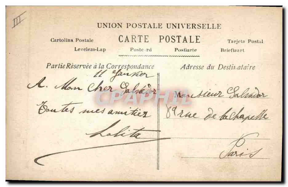 Chariot de Diane — 1909 — Éditeur non identifié — Verso