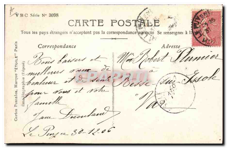 CPA Fantaisie Enfants Annee 1907  — Rückseite