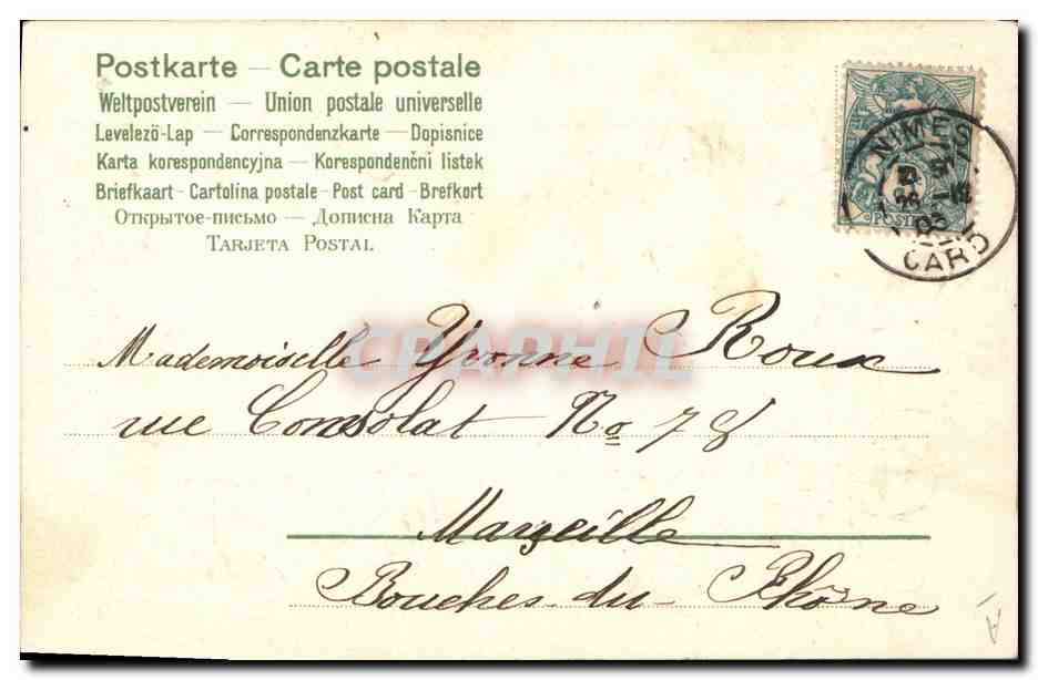 Quatre petits anges tenant des trèfles à quatre feuilles — 1904 — Marcel Pazz — Reverso