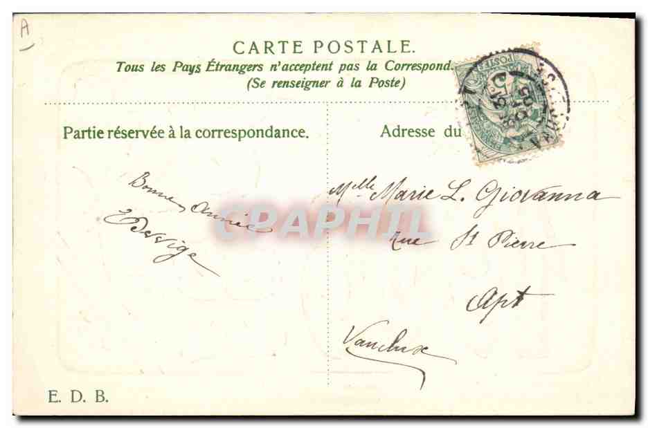 CPA Fantaisie Fleurs Trefles Annee 1906  — Verso