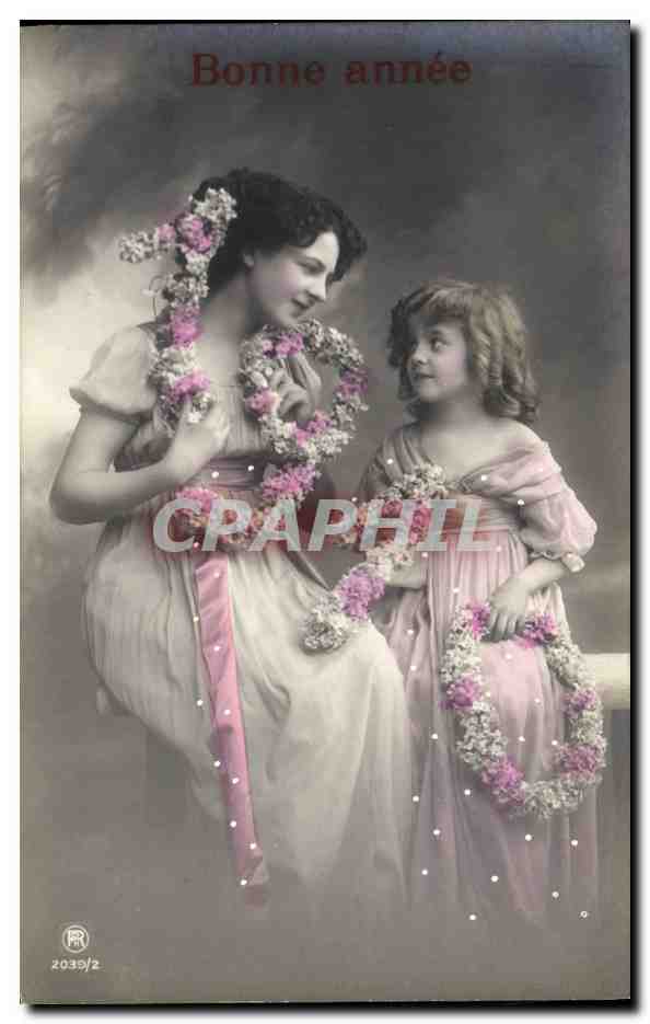 CPA Fantaisie Fleurs Annee 1910 Femme Enfant 