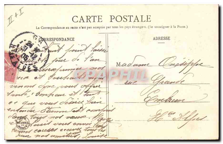Quatre danseuses avec tamboirs formant le chiffre 1906 — Édition Reunies de France — Back