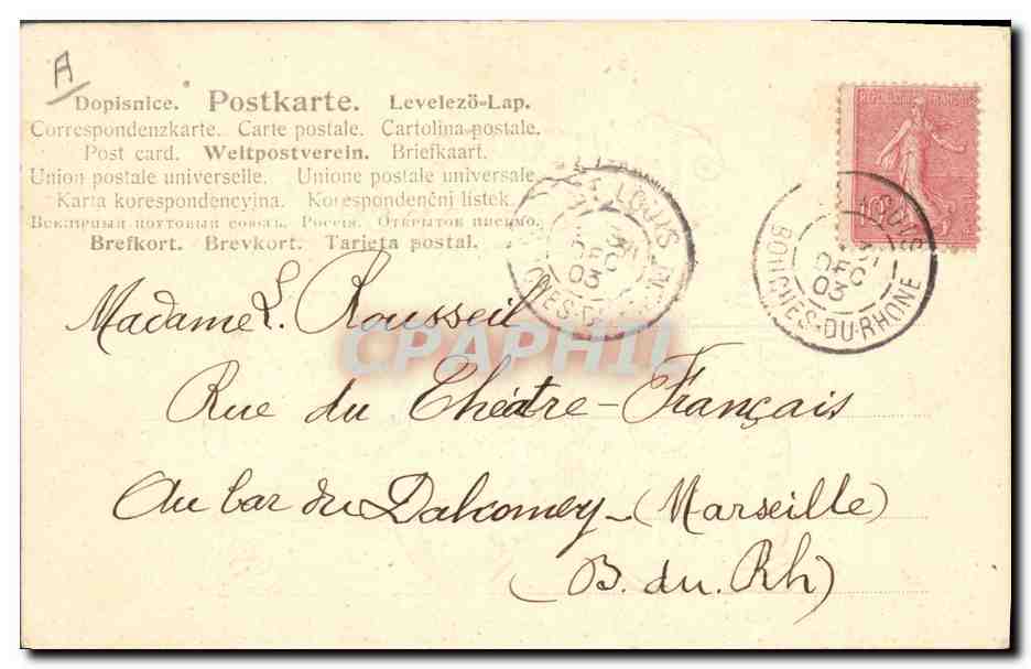 CPA Fantaisie Fleurs Annee 1904  — Verso