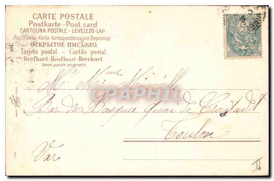 CPA Fantaisie Fleurs Annee 1905 Ange  — Verso