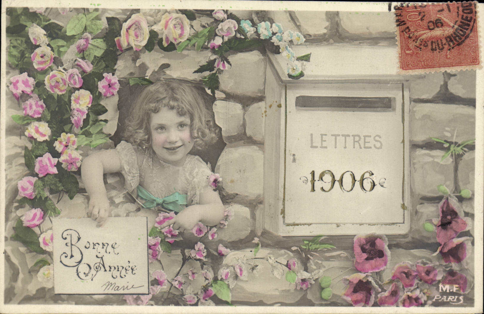 CPA Fantaisie Fleurs Annee 1906 Enfant 