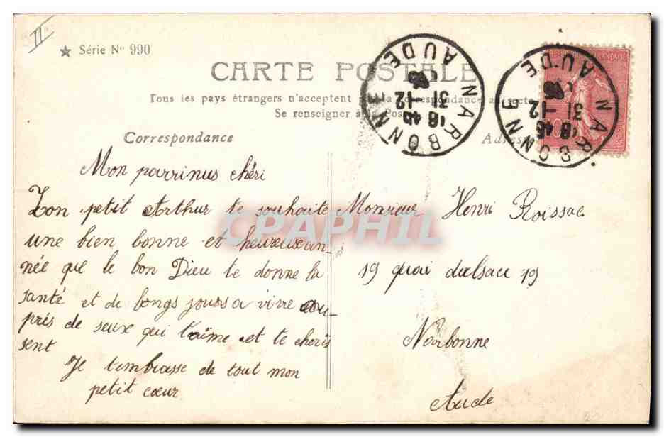 CPA Fantaisie Fleurs Annee 1906 Enfants  — Verso