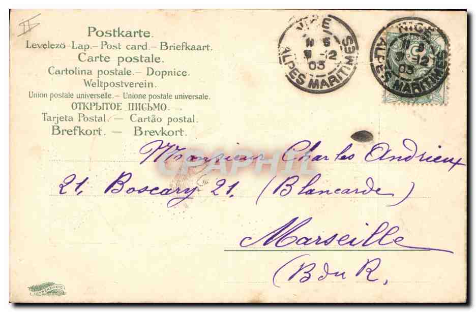 CPA Fantaisie Fleurs Annee 1904  — Verso