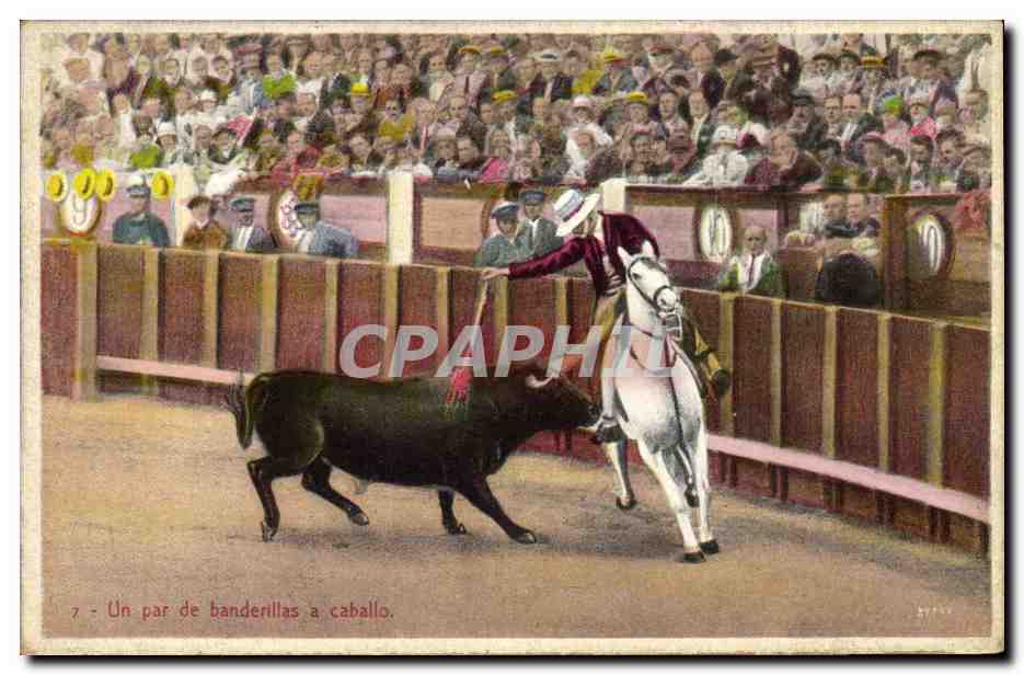 CPA Corrida Course de taureaux Un par de banderillas a caballo 