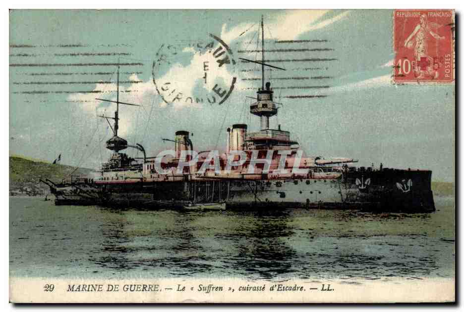 CPA Bateau de Guerre Le Suffren Cuirasse d'escadre 