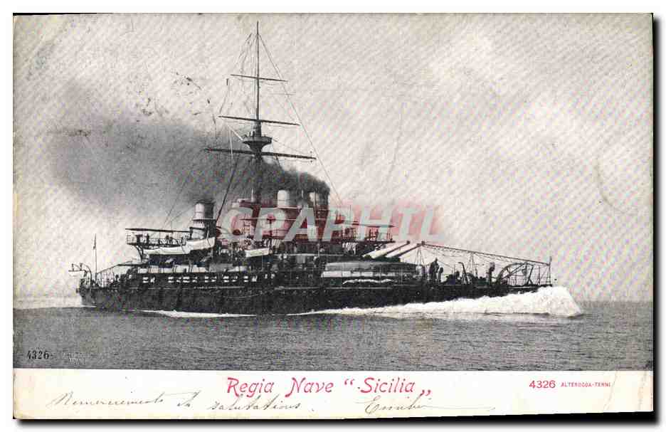 CPA Bateau de Guerre Regia Nave Sicilia
