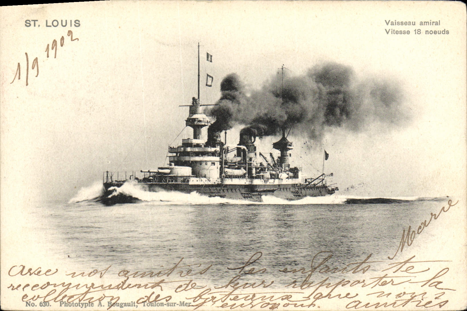 CPA Bateau de Guerre St Louis Vaisseau amiral