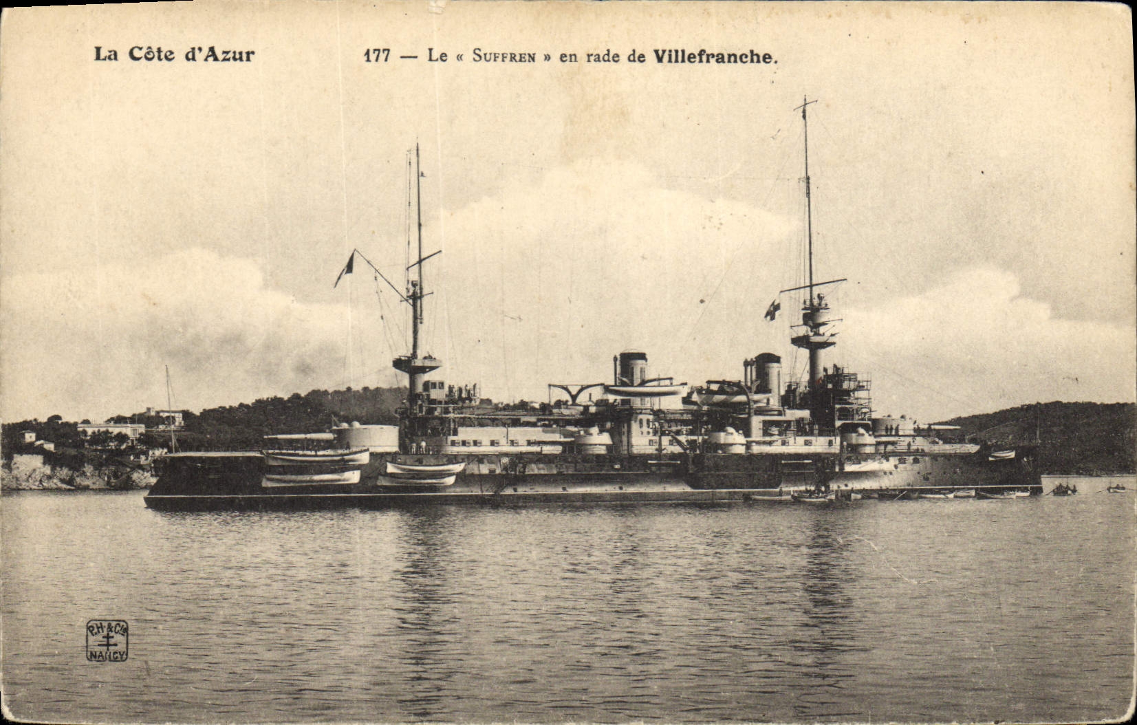 CPA Bateau de Guerre Le Suffren en rade de Villefranche 