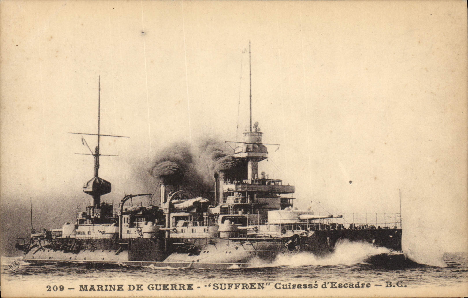 Bateau de marine de guerre — "SUFFREN" — Cuirassé d'Escadre — B.C. — n°209