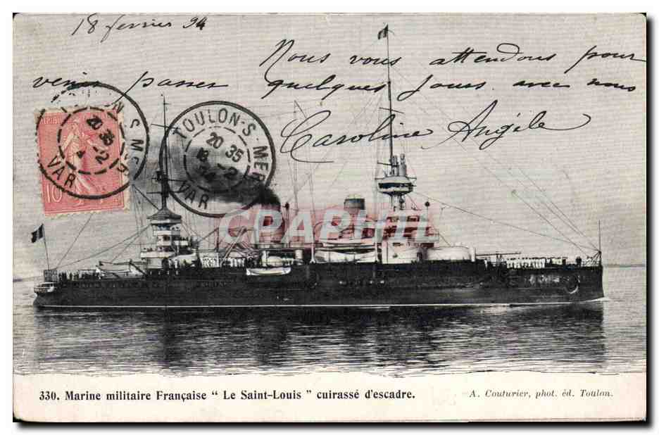 Le Saint-Louis — cuirassé d'escadre — A. Couturier, phot. éd. Toulon, n°330