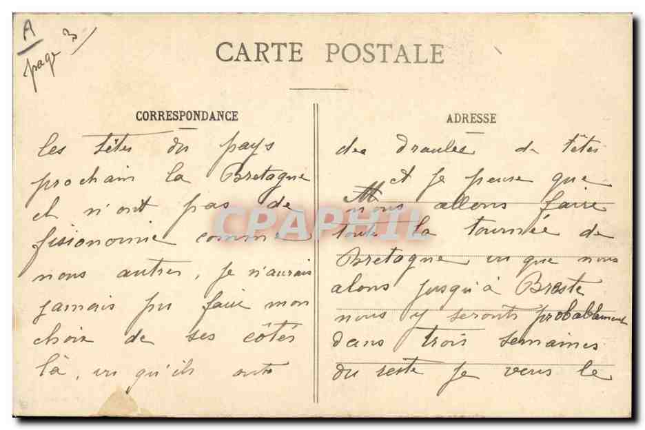 CPA Folklore Deux Trandoues Jeunes gens de Pont L'abbe — Verso