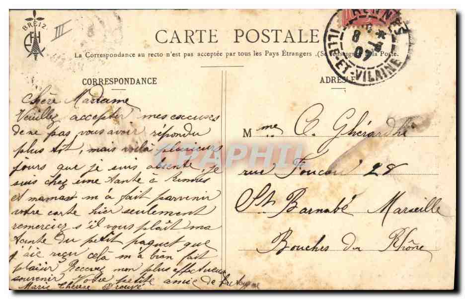 CPA Folklore Une elegante Bigoudenne Pont Labbe  — Verso