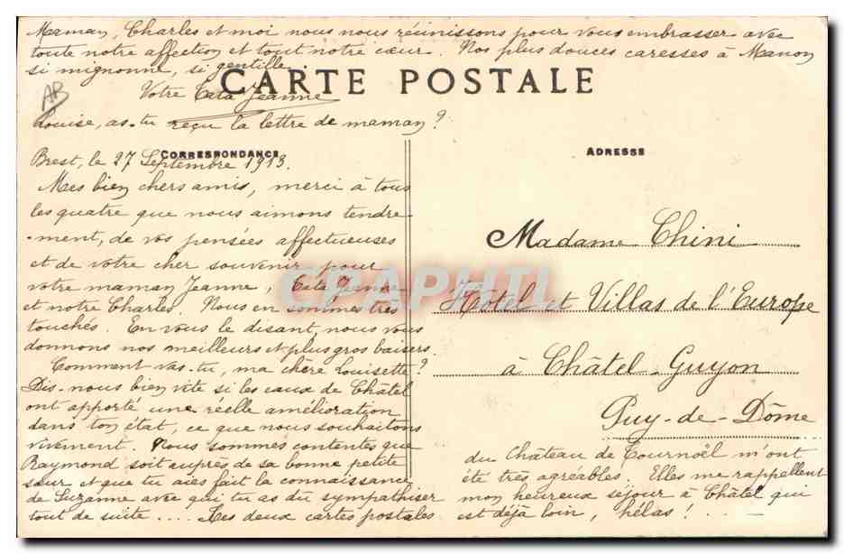 CPA Folklore Bretagne Costume de Ploare Environs de Douarnenez  — Verso