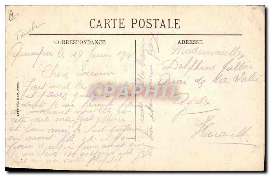 CPA Folklore Jeune femme de Pont Aven  — Verso