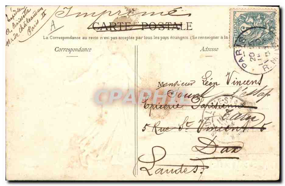 CPA Fantaisie La Semeuse (en relief)  — Verso