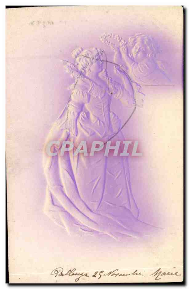 CPA Fantaisie Femme Enfant (en relief) 