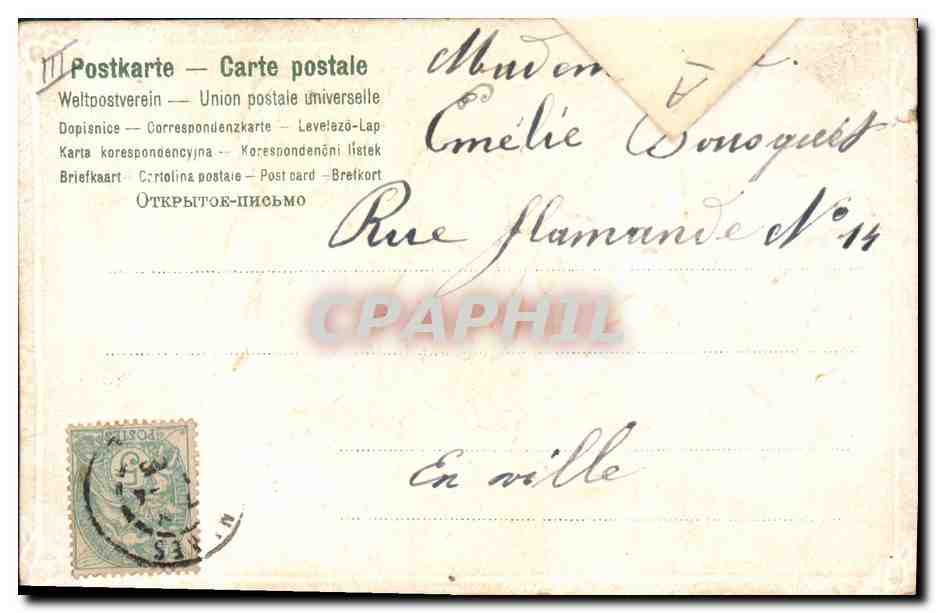 CPA Fantaisie Fleurs Enfants Poisson  — Rückseite