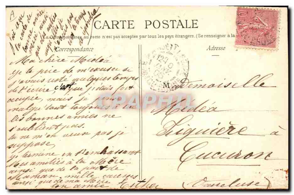 CPA Fantaisie La Semeuse (en relief)  — Verso