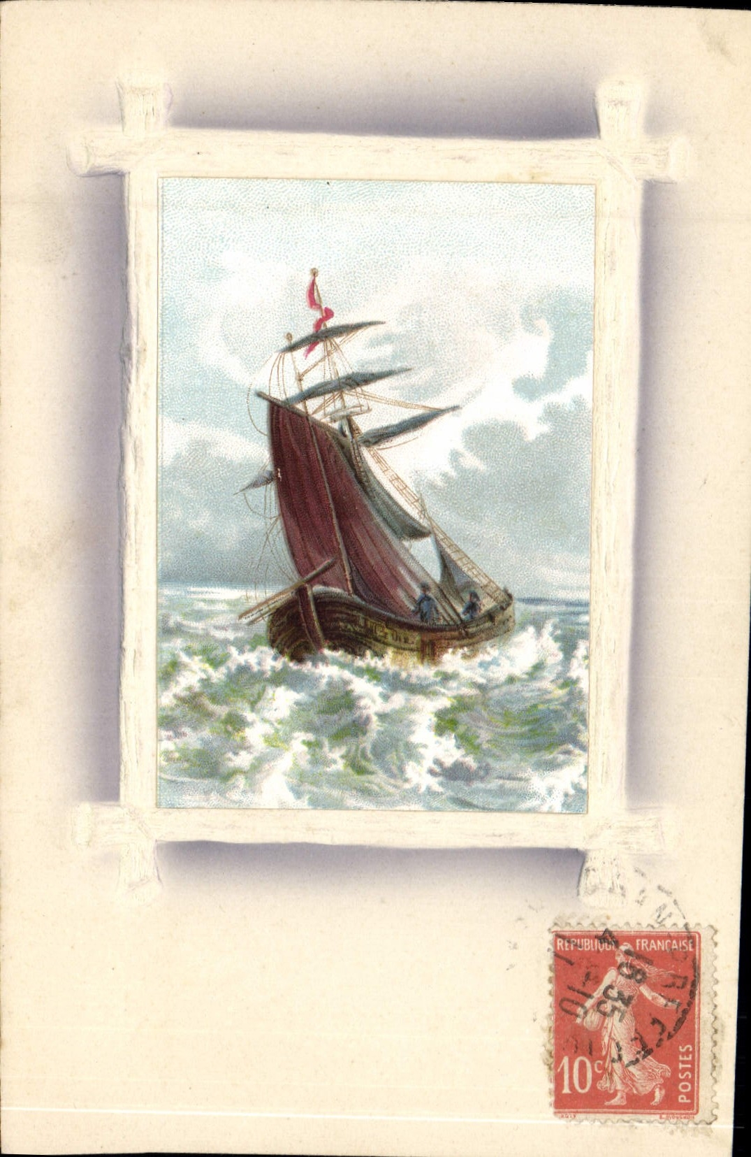 CPA Fantaisie Bateau (en re lief) 