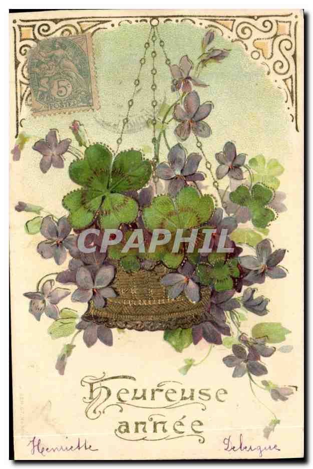 CPA Fantaisie Fleurs Trefles 