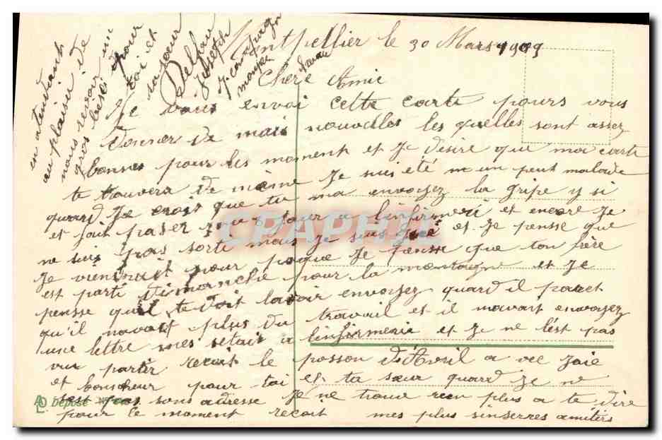CPA Fantaisie Fleurs Poissons Fer a cheval  — Verso