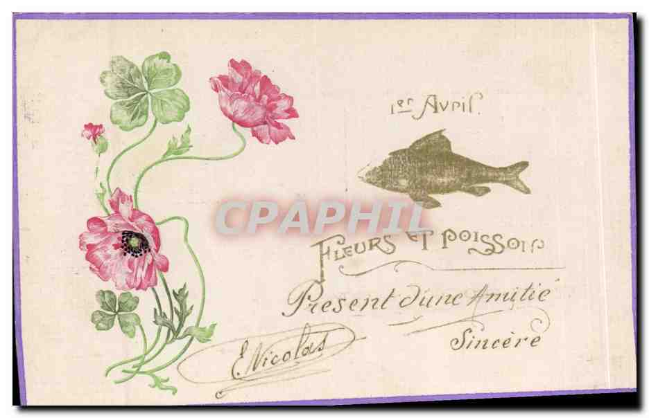 CPA Fantaisie Fleurs Poisson 1er Avril 