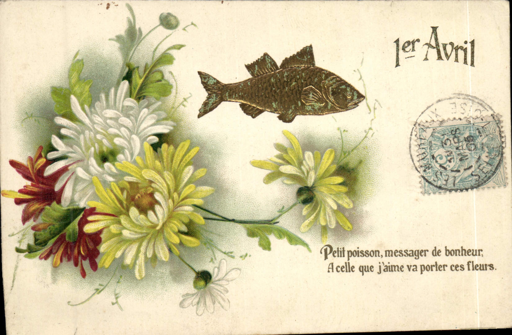 Fleurs et poisson — 1er Avril — éditeur non visible