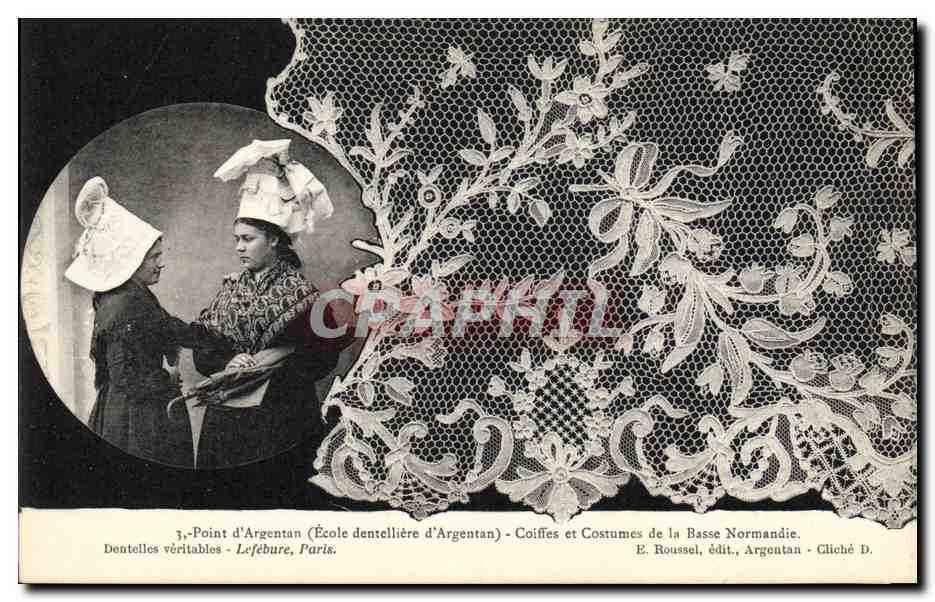 CPA Dentelle Dentelliere Point d'Argentan Ecole dentelliere d'Argentan Normandie 