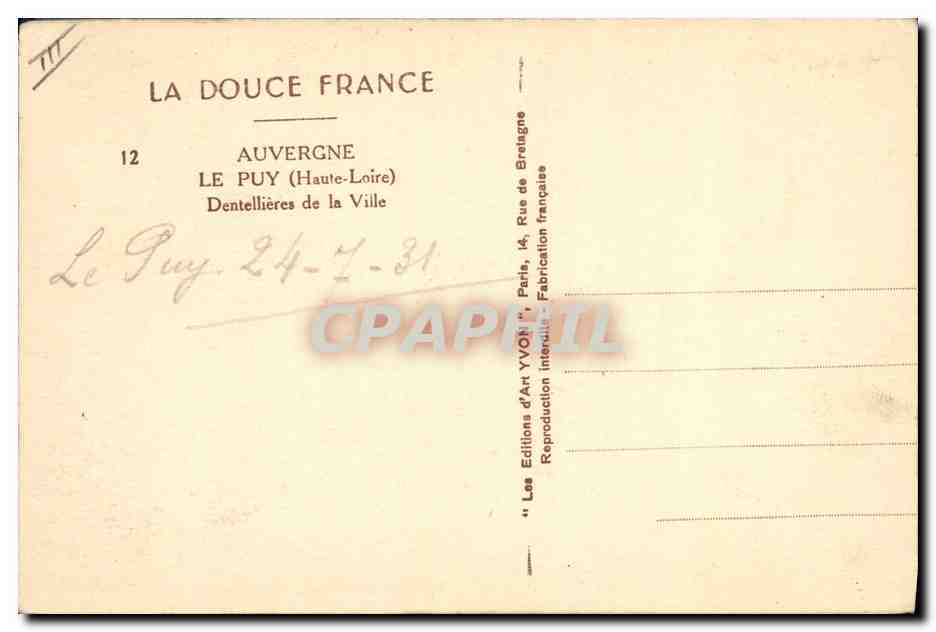 CPA Dentelle Dentelliere Le Puy Dentellieres de la ville  — Verso