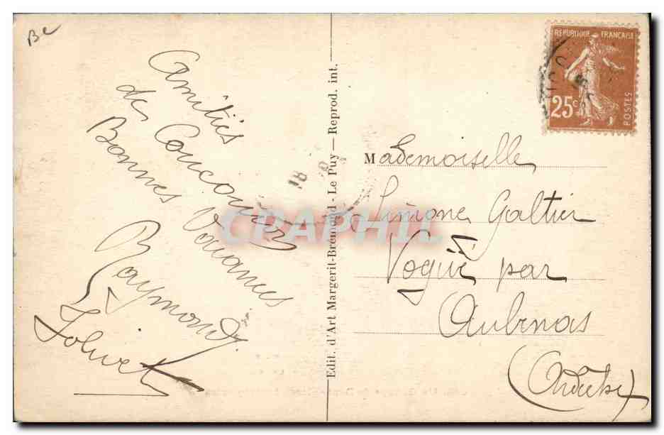 CPA Dentelle Dentelliere Un groupe de dentellieres Auvergnates  — Verso
