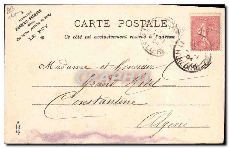 CPA Dentelle Dentelliere Environs du Puy La dentelliere du Puy Coiffure dite Auvergnate avec large ruban flottant  — Verso
