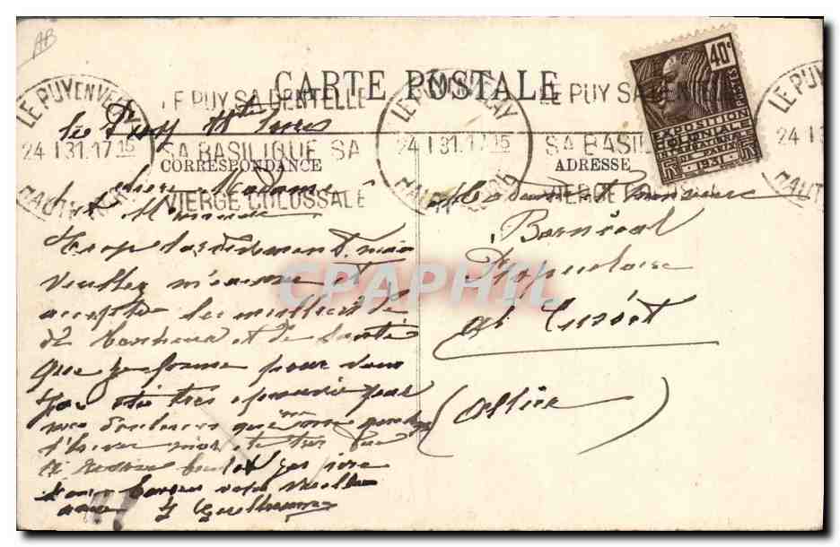 CPA Dentelle Dentelliere Le Puy Type des environs  — Verso