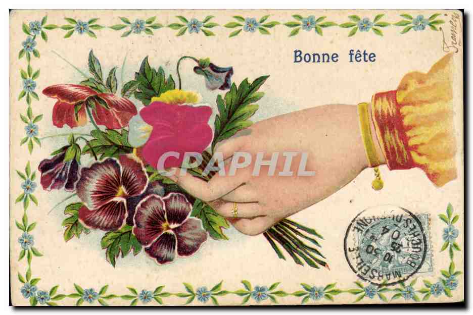 CPA Fantaisie Fleurs Main 