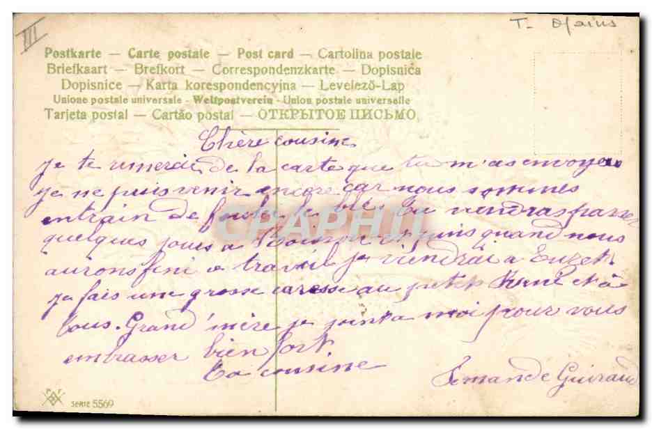 CPA Fantaisie Fleurs Main  — Verso