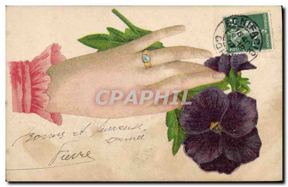 CPA Fantaisie Fleurs Main 
