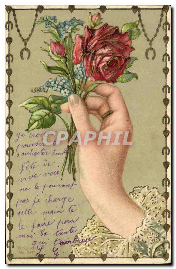 CPA Fantaisie Fleurs Main 