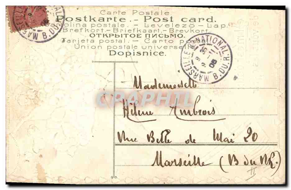 CPA Fantaisie Fleurs Main  — Verso