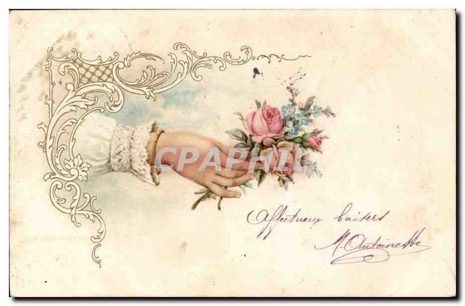 CPA Fantaisie Fleurs Main 