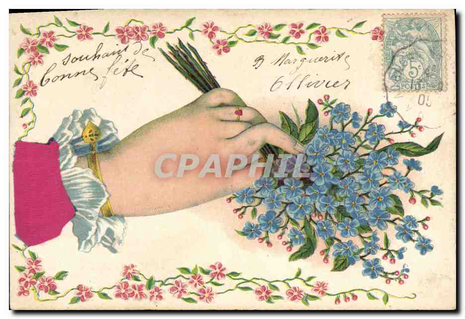 CPA Fantaisie Fleurs Main 