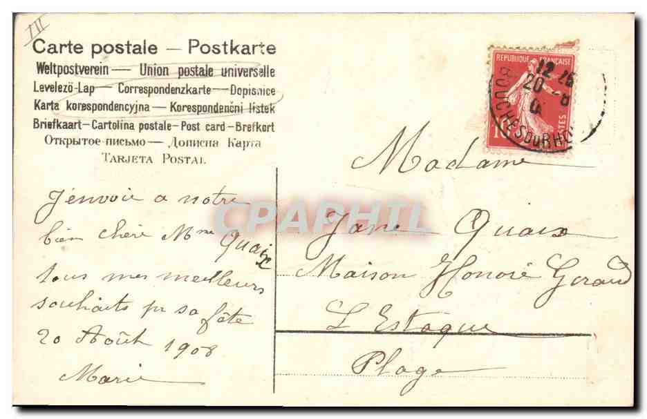 CPA Fantaisie Fleurs Main Trefles Hirondelle  — Verso
