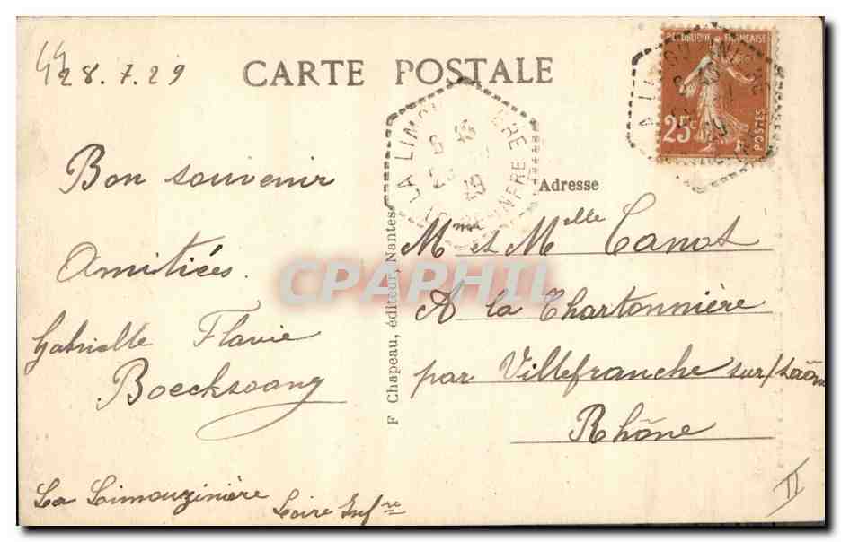 CPA Nantes Jardin des Plantes Monument Jules Verne  — Verso