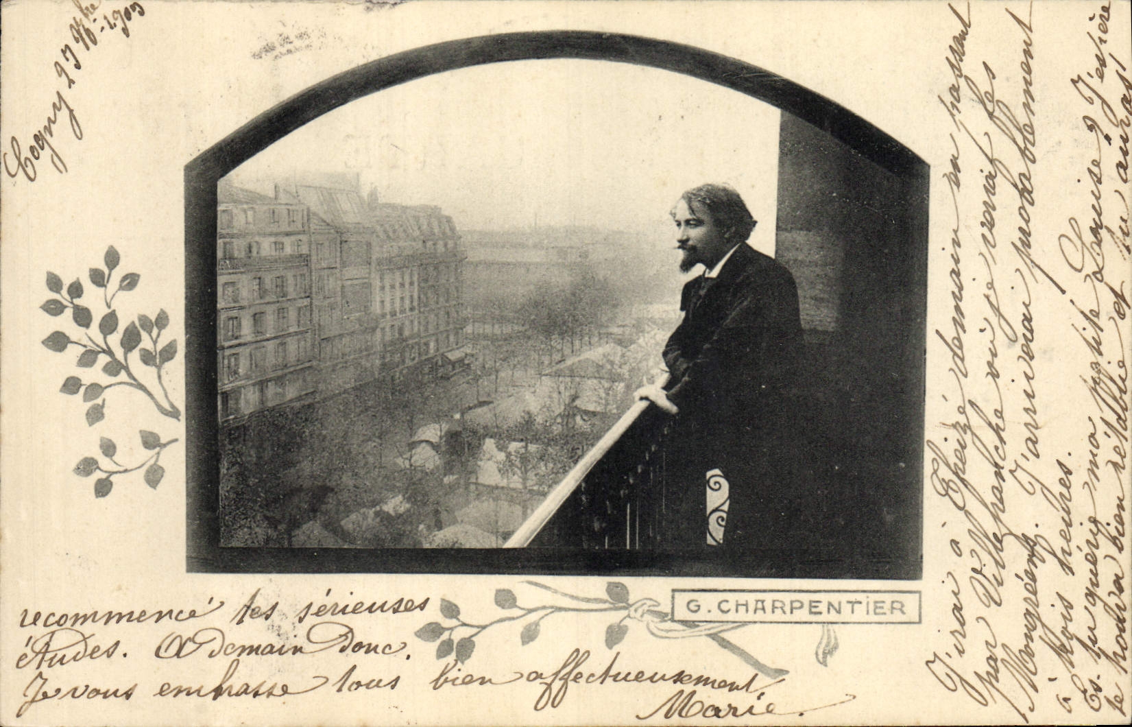Vue de Cognac — Homme au balcon — G. Charpentier