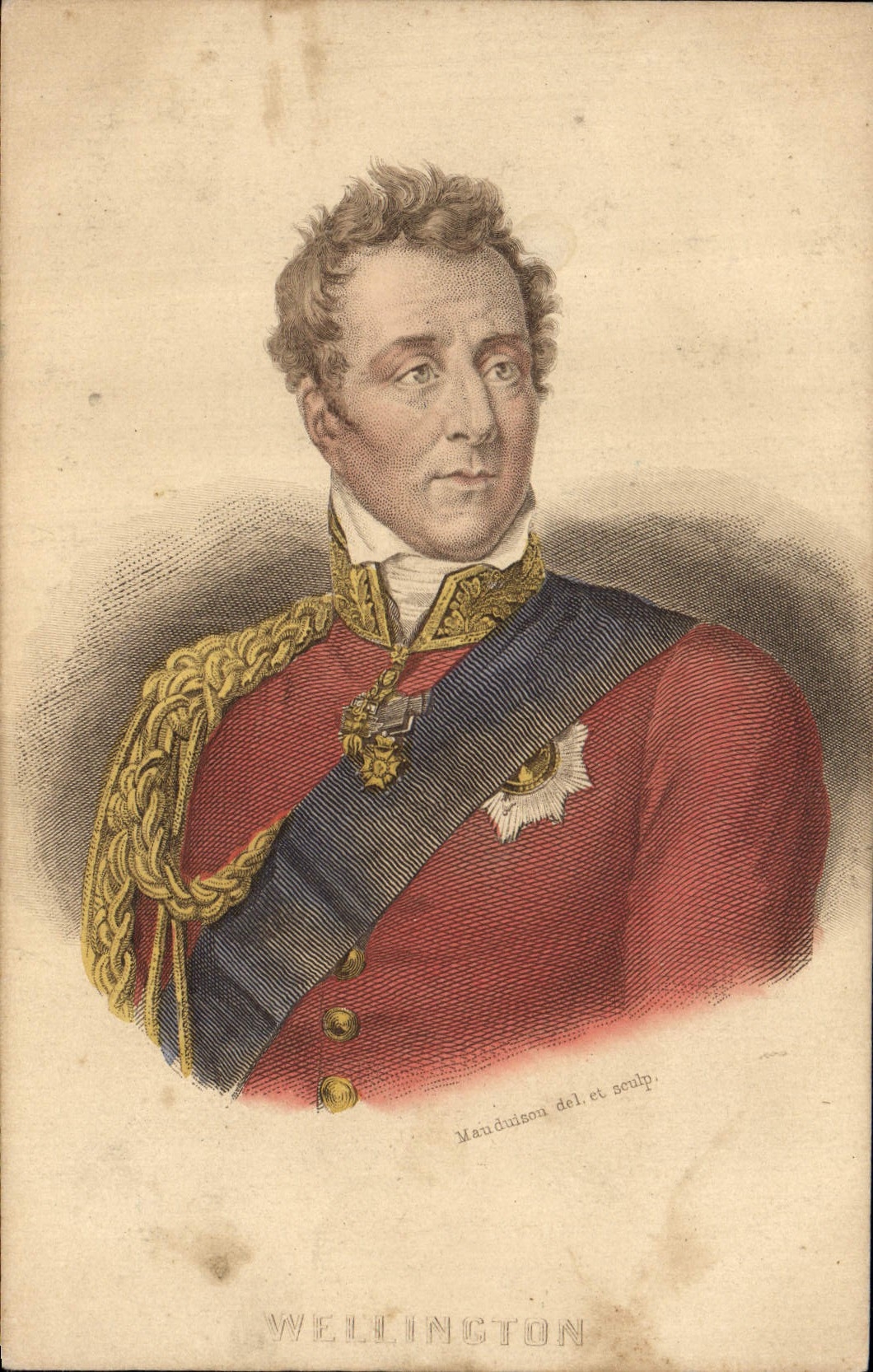 Général Wellington — portrait en uniforme — gravure de Mauduisou